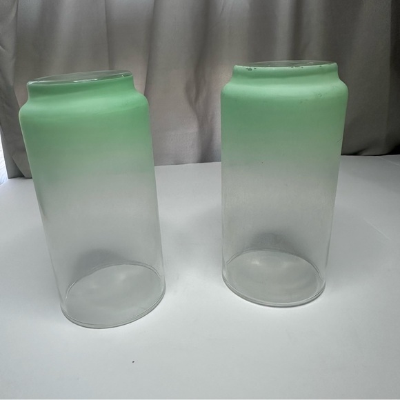 MCM Frosted Blendo Ombre Frosted Cups Libbey Glass Tumbler 2pc Drink Set Green - Picture 2 of 8